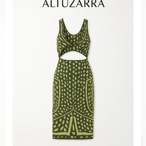 ALTUZARRA
Hannah cutout jacquard-knit midi dress in green size XL